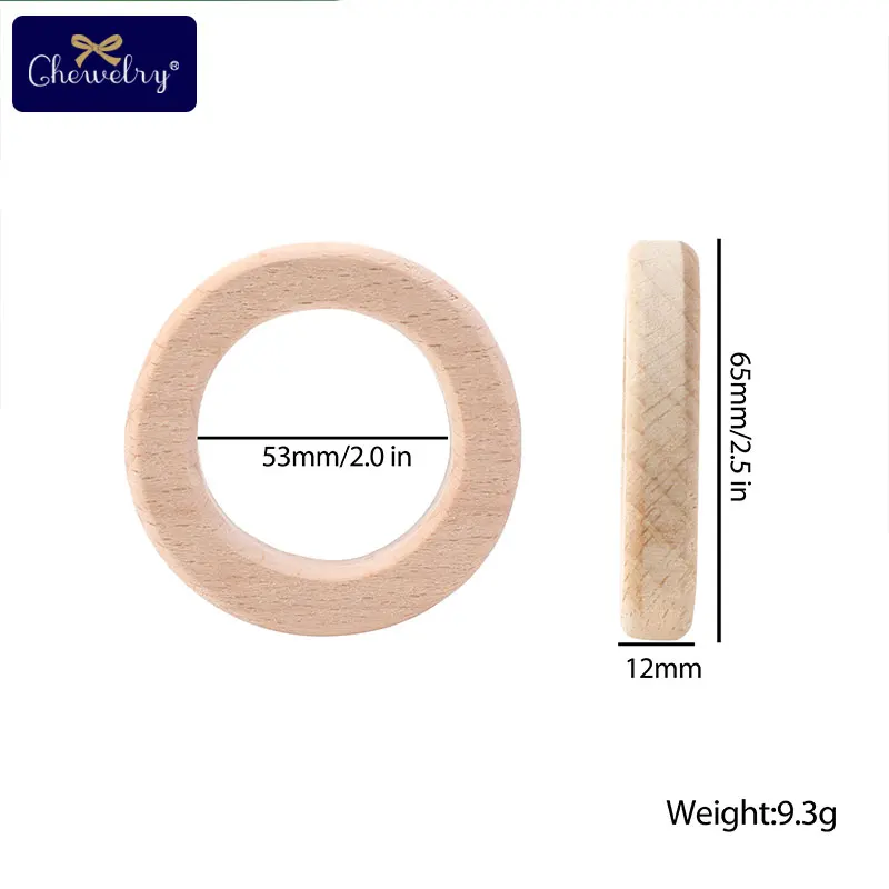 20PC 30mm Maple Wooden Teether Ring Baby Teether Wooden Rings DIY Crafts Accessories Baby Unfinish Wood Chewable Teething Toys