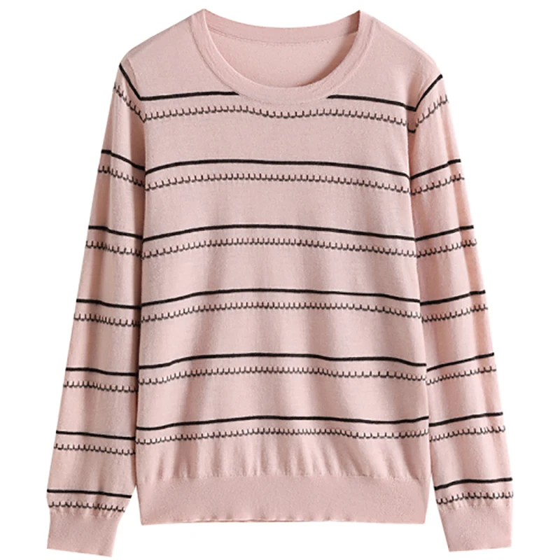 Jersey Mujer Invierno 2022 New Stripe Pullover Women Pink High Elastic Winter Fall Sweater Knitted Korean Style Pull Femme Hiver