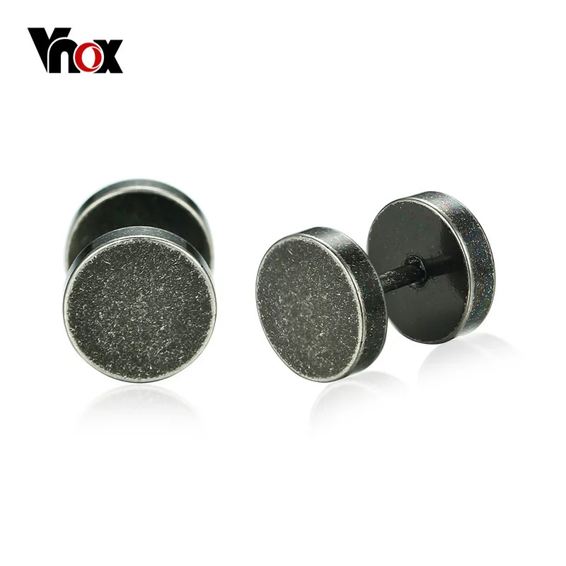 Vnox Rock Punk Stud Earrings for Men Retro Color Stainless Steel Male Boy Earrings Gothic Style Jewelry