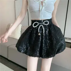 Casual pants women's summer thin section 2021 new French high waist flower bud pants wide leg lantern shorts hot pants trend