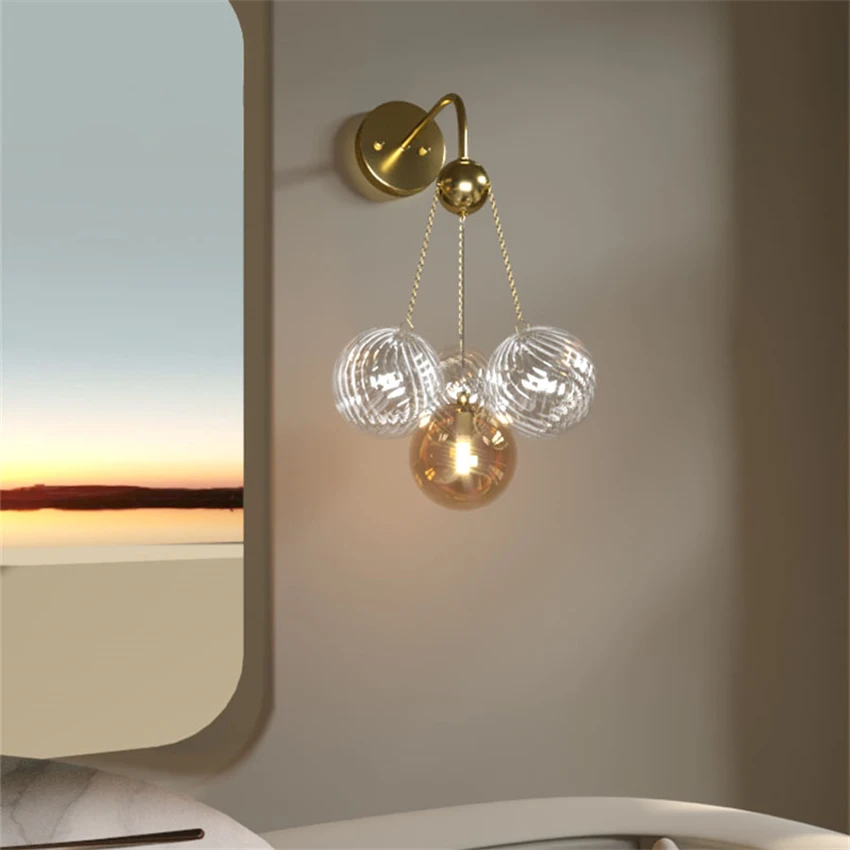 

Nordic glass ball bubble wall lamps bedroom aisle living room luxury deer pendant sconces lights bedside hotel aisle lighting