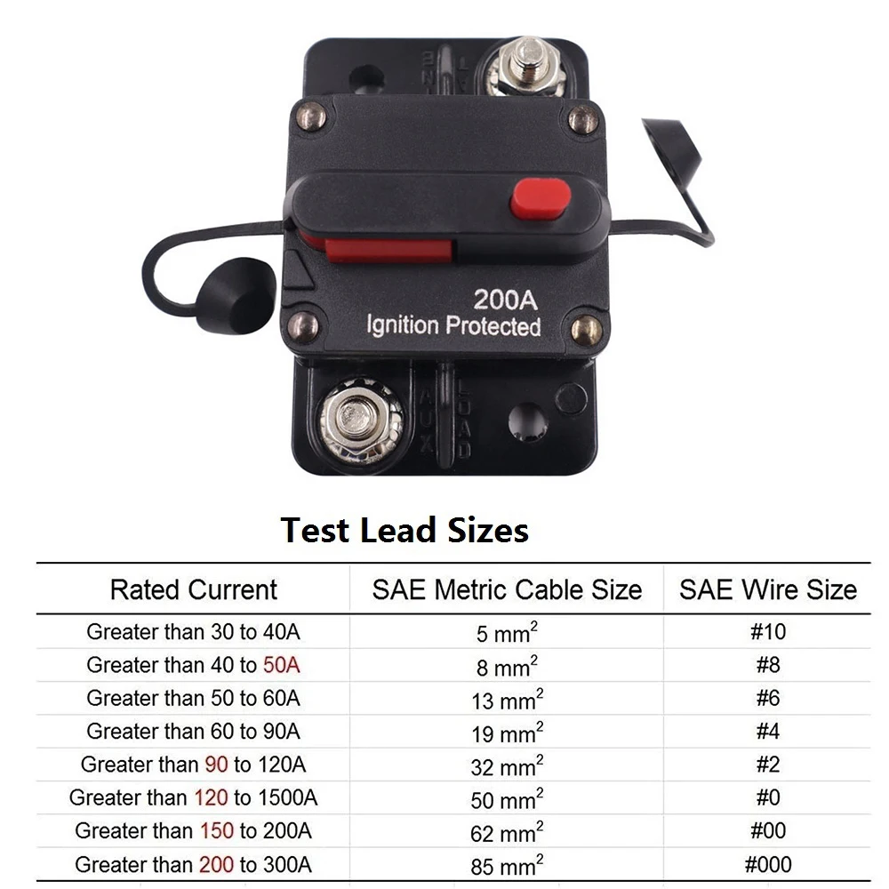 30A 40A 50A 60A 70A 80A 100A 120A 150A 200A 250A 300A AMP Circuit Breaker Fuse Reset 12-48V DC Car Boat Auto Waterproof