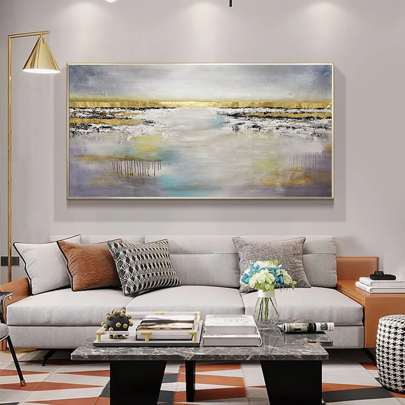 

Customizable abstract landscape mural decoration living room large decorative painting hand-painted oil painting water flow