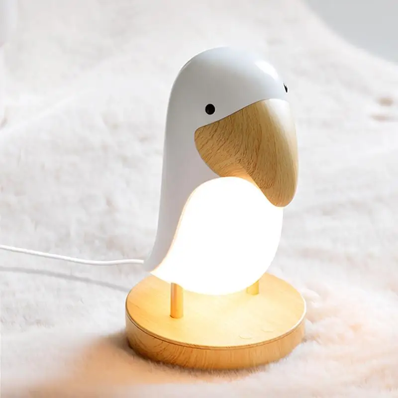 Imagem -06 - Recarregável Led Wooden Bird Night Light Candeeiro de Mesa para o Bebê Quarto Infantil Lâmpada Decorativa Atmosfera Regulável