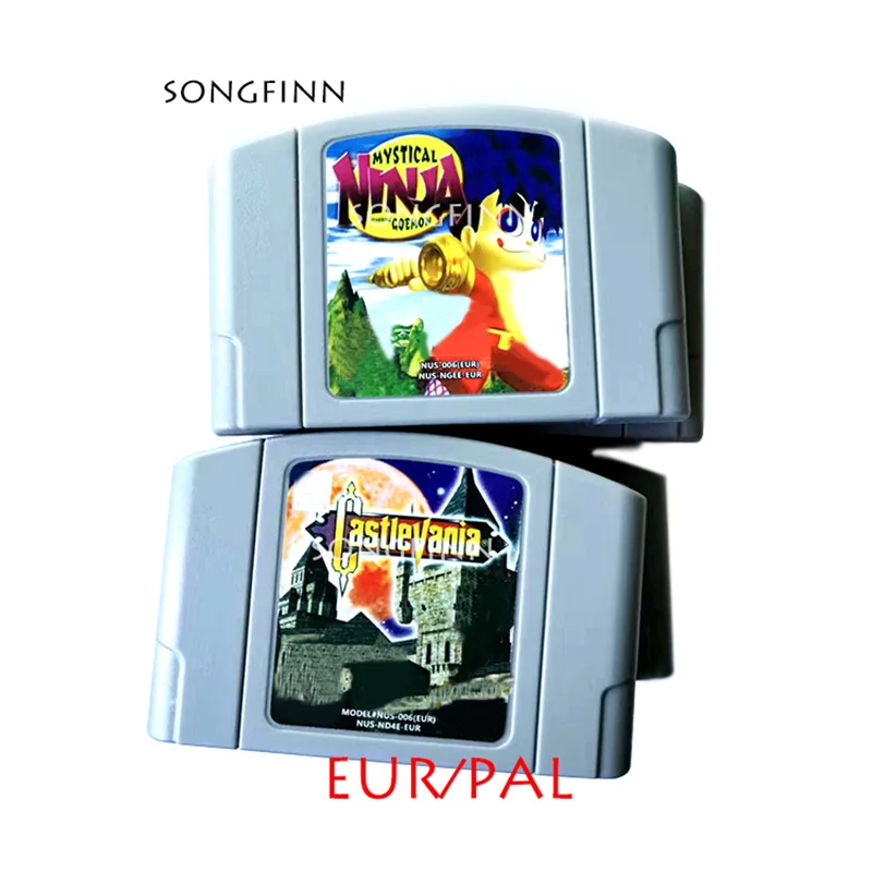 خرطوشة ذاكرة إصدار EUR PAL لوحدة تحكم ألعاب الفيديو 64 بت Mystical Ninja Starring Goemon Castlevania