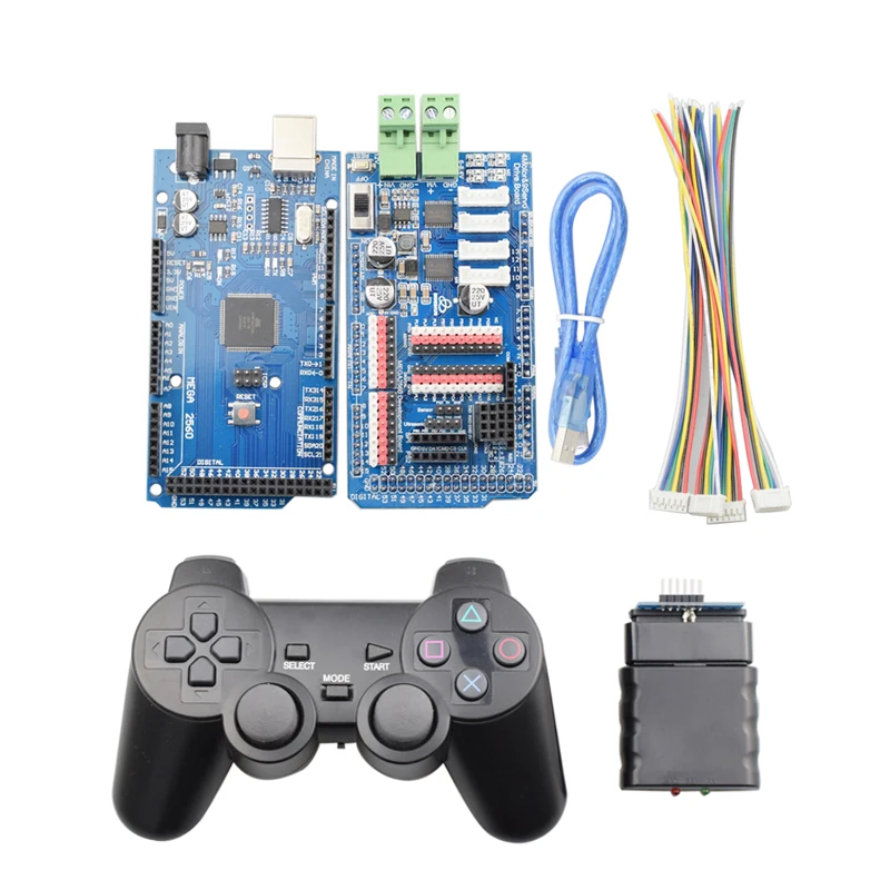 

PS2 Controller+ Mega2560 Board+ 4 Motor 9 Servo PID Closed Loop Control Driver Board for Arduino DIY Mecanum Wheel Robot Car