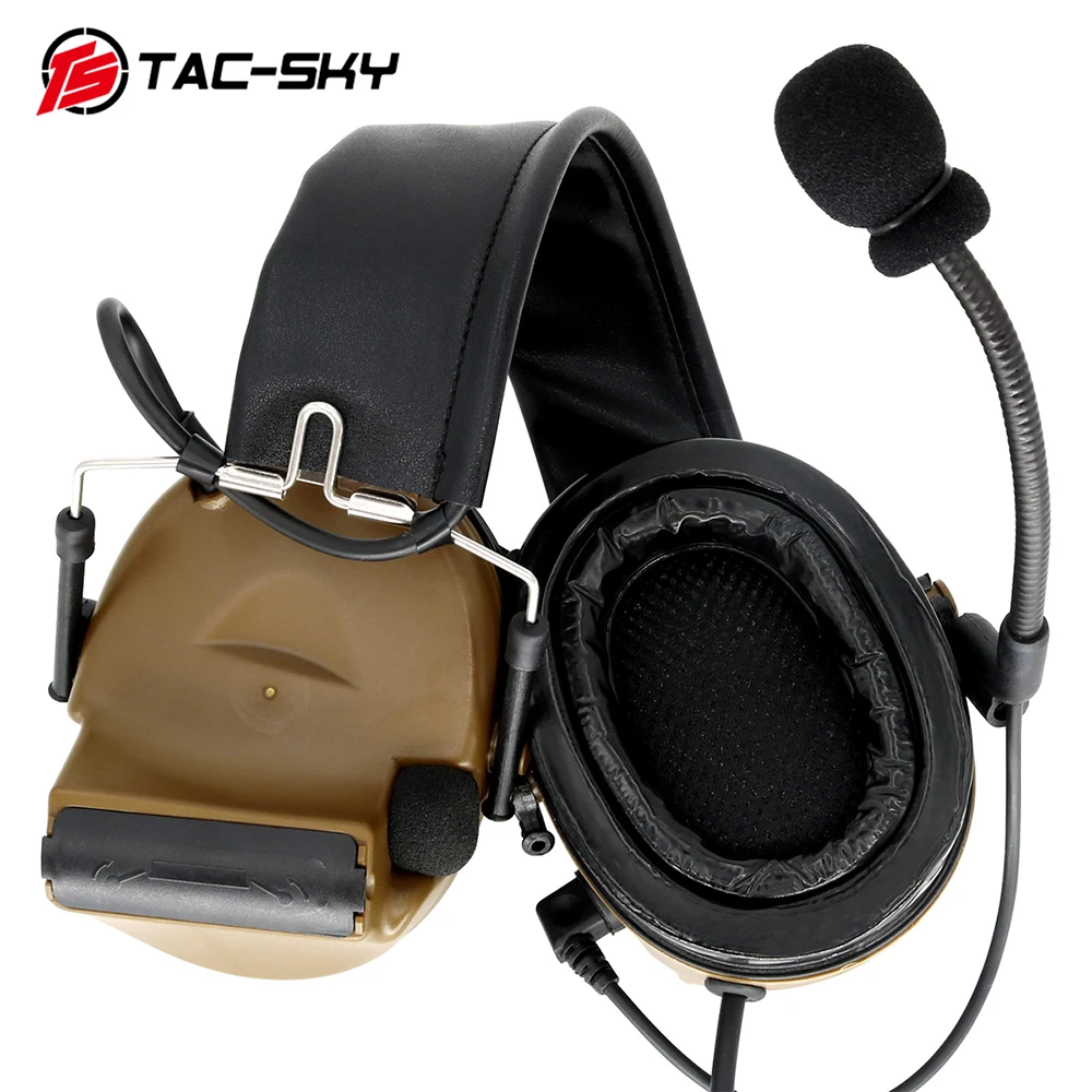 TAC-SKY Tactical Headset COMTAC II Pickup and Noise Reduction Military Airsoft Headphone Hearing Protection Shooting Headset