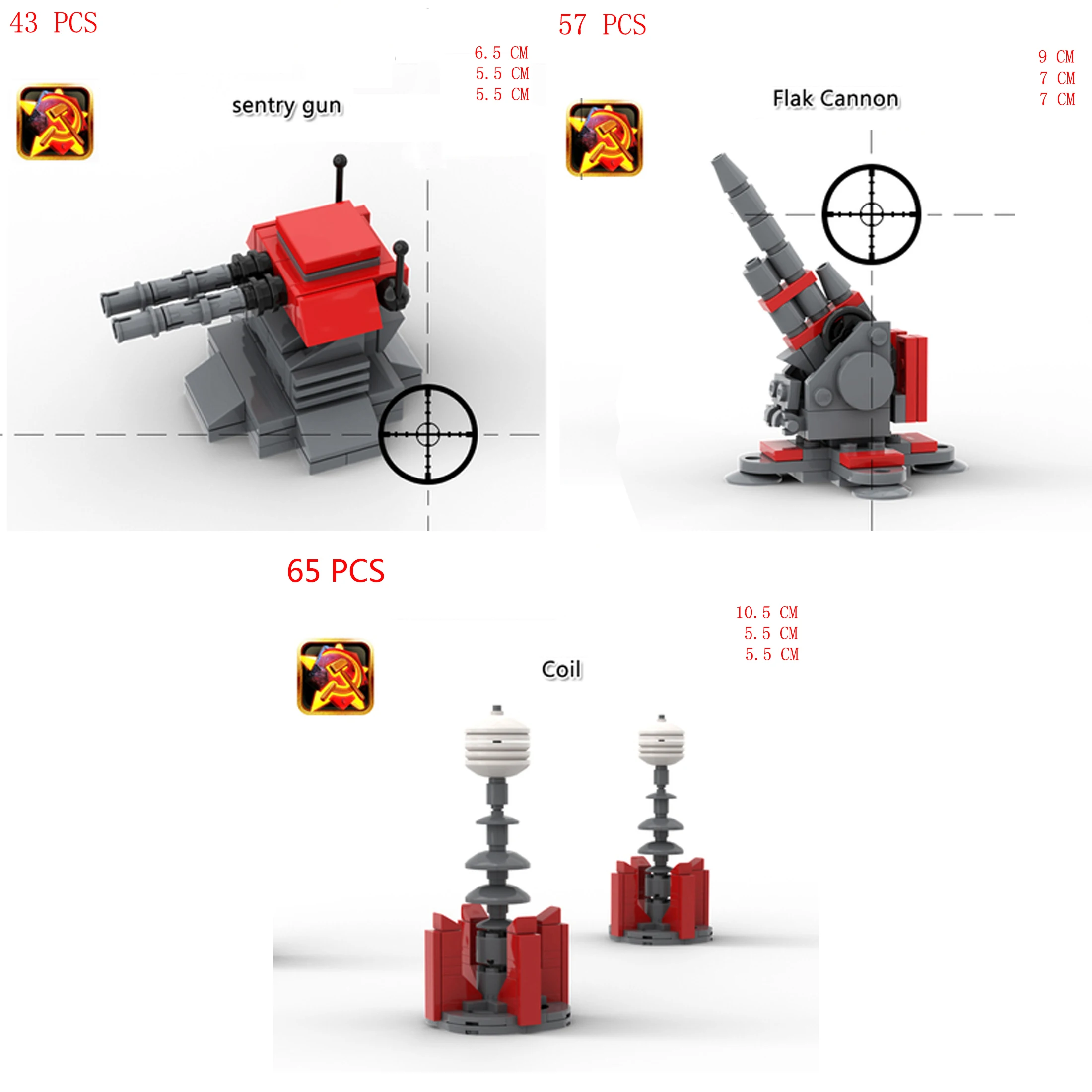 

hot military WW2 Red alertes Soviet Army sentry gun Flak Cannon magnet Coil war equipment Building block weapon bricks toys gift