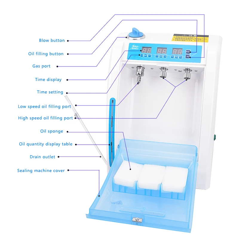 Dental equipment cleaning and oiling machine four-hole high and low speed bending machine straight machine oiling machine