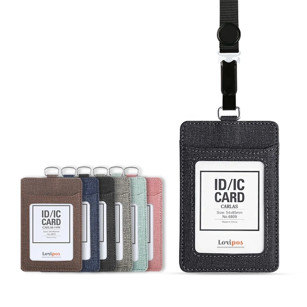 Pu Leather Id Badge Holder With 1 Id Window 3 Card Slots And Heavy Duty Retractable Lanyard