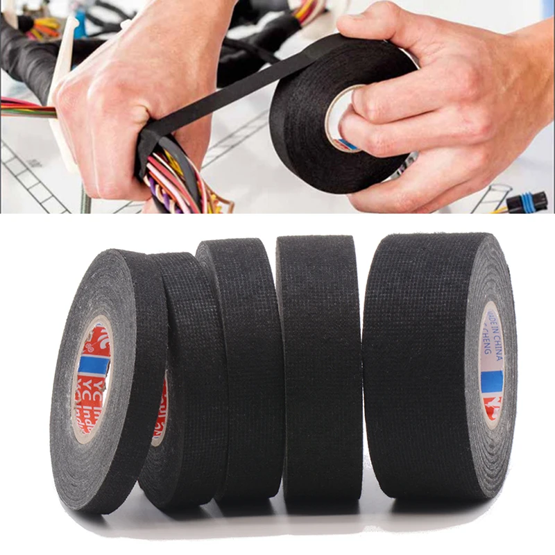 25M Heat-resistant Coroplast Adhesive Cloth Fabric Tape for Car Auto Cable Harness Wiring Loom Protection Width 9/15/19/25/32mm