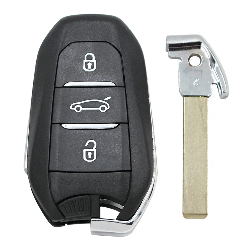 Keyless-Go 3 Buttons Smart Remote Key Fob 433MHz 4A Chip for Peugeot 208 308 508 3008 5008 with Emergency Key HU83