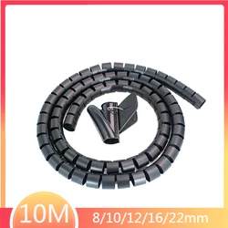 10M 8/10/12/16/22mm Line Flexible Spiral Cable Organizer Storage Pipe Cord Protector Management Cable PE Tube