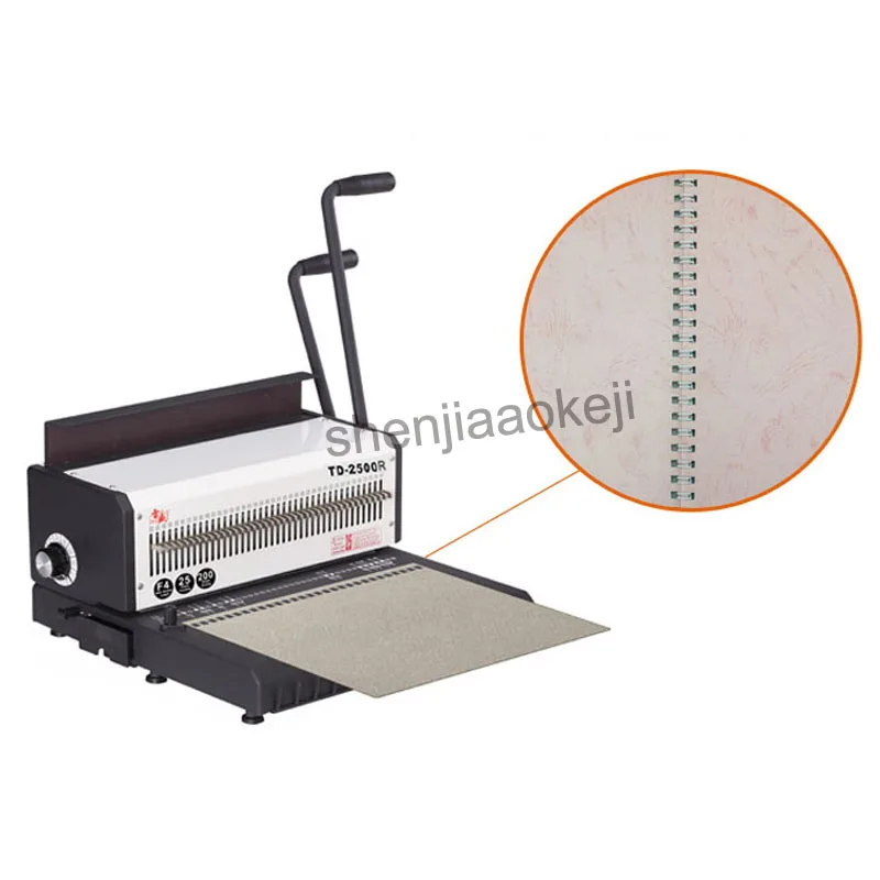 A4 Paper Manual Wire Binding Machine TD-2500R round Iron Ring Desk Calendar Punch Machine 300 Sheets Binding Office Equipment