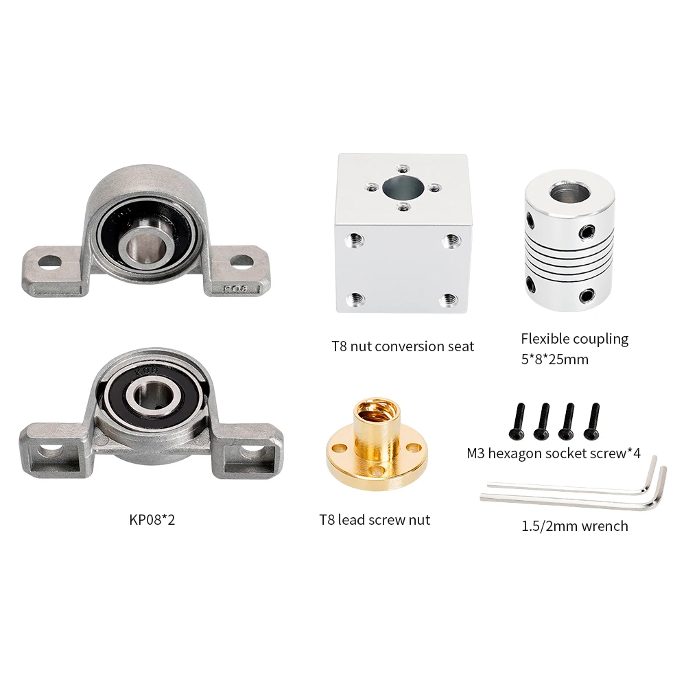 KINGROON T8 Lead Screw Nut Mount Lead 8MM OD 8MM Pitch 2MM T8 Nut Conversion Seat 3D Printer Part T8 Nuts Bracket Aluminum Block