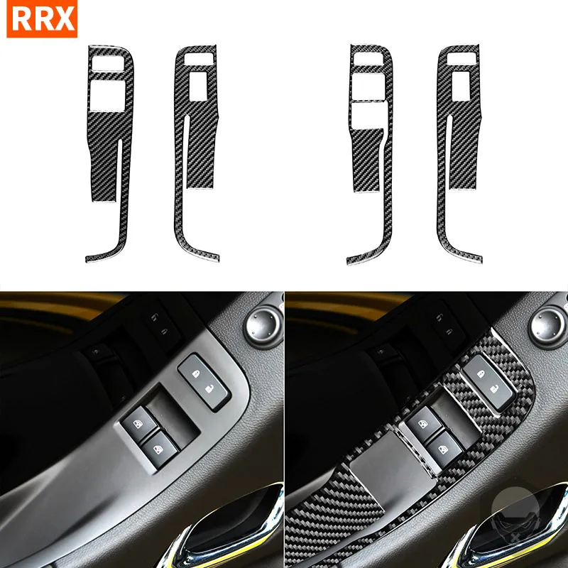 For Chevrolet Camaro 5th Gen 2012-2015 Carbon Fiber Stickers Window Lift Control Button Panel Car inside decorative Accessories