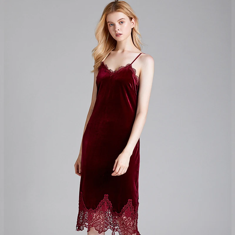 

2022 New Soft Velvet Women Nightwear Silk Nightgowns Ladies Night Dress Sexy Backless Sleeveless High Quality Satin