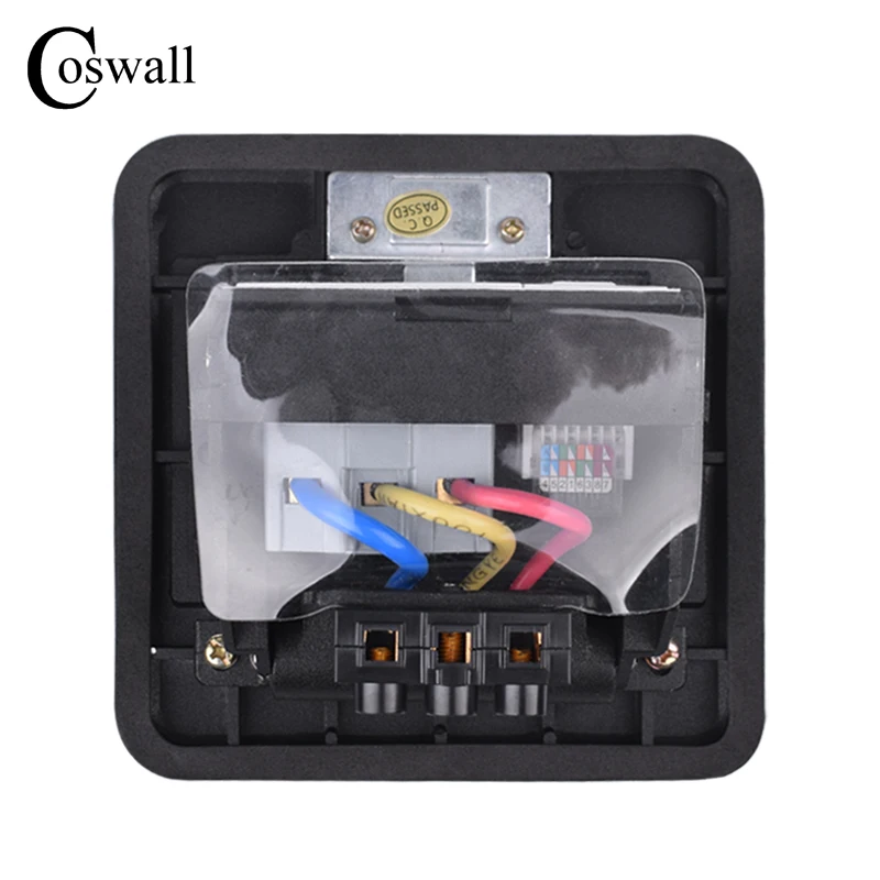 Imagem -06 - Coswall-tomada para Computador Tomada de Alumínio Preto Soquete Padrão ue com Rj45 Tela Cat5e