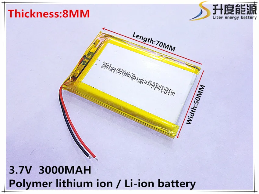 3.7V 3000mAh 805070 Lithium Polymer Li-Po li ion Rechargeable Battery cells For Mp3 MP4 MP5 GPS  mobile bluetooth