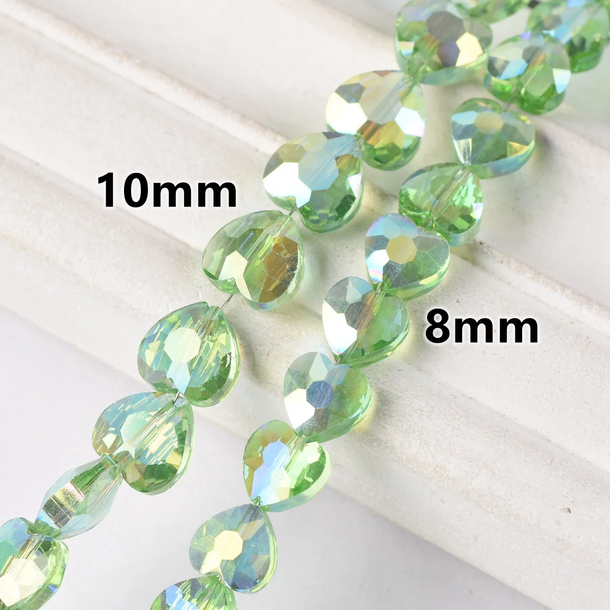 20pcs 8mm 10mm Shiny Colorful Heart Faceted Crystal Glass Loose Craft Beads for Jewelry Making DIY Crafts Findings