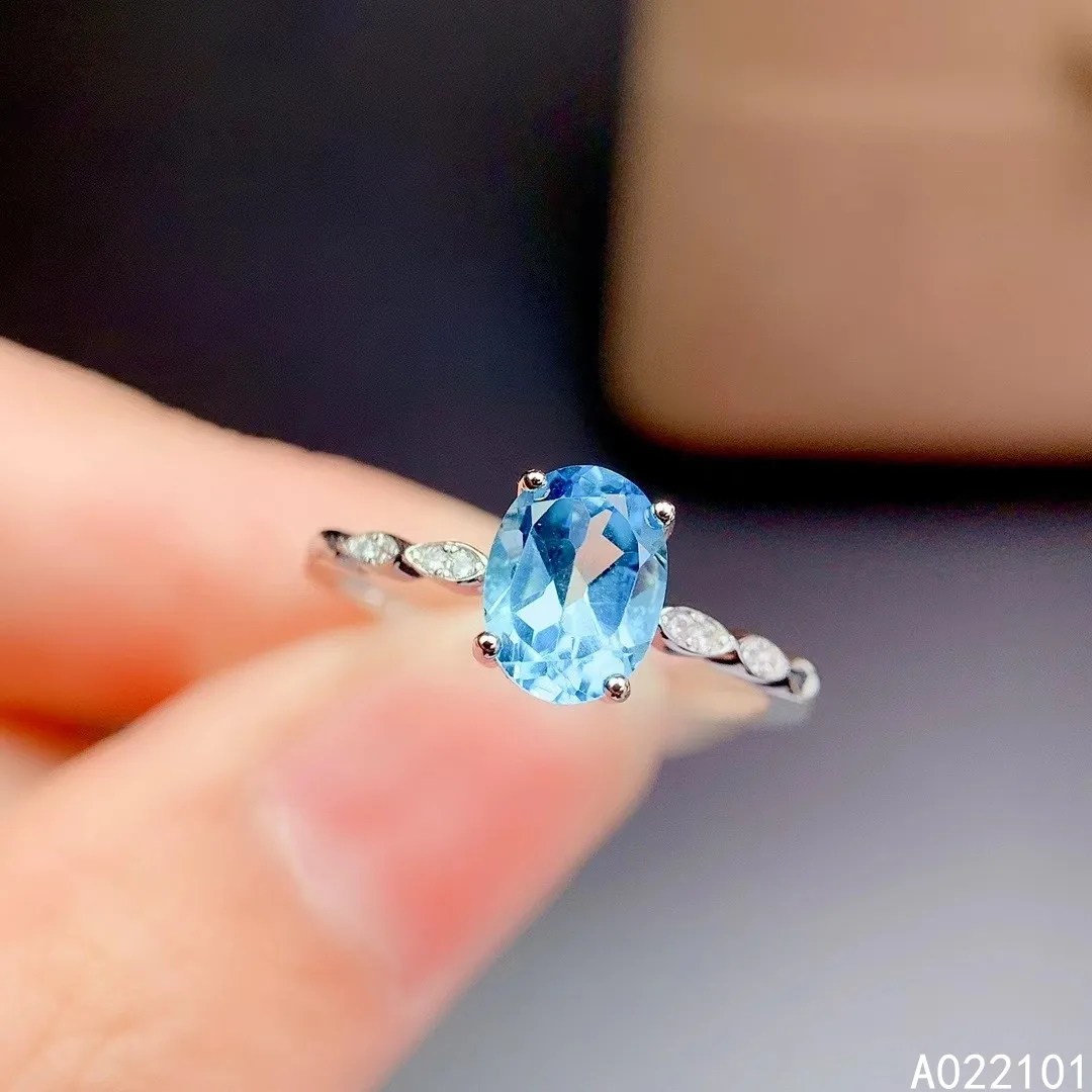 

KJJEAXCMY fine jewelry S925 sterling silver inlaid natural blue topaz new girl lovely gemstone ring Party Gifts New Year