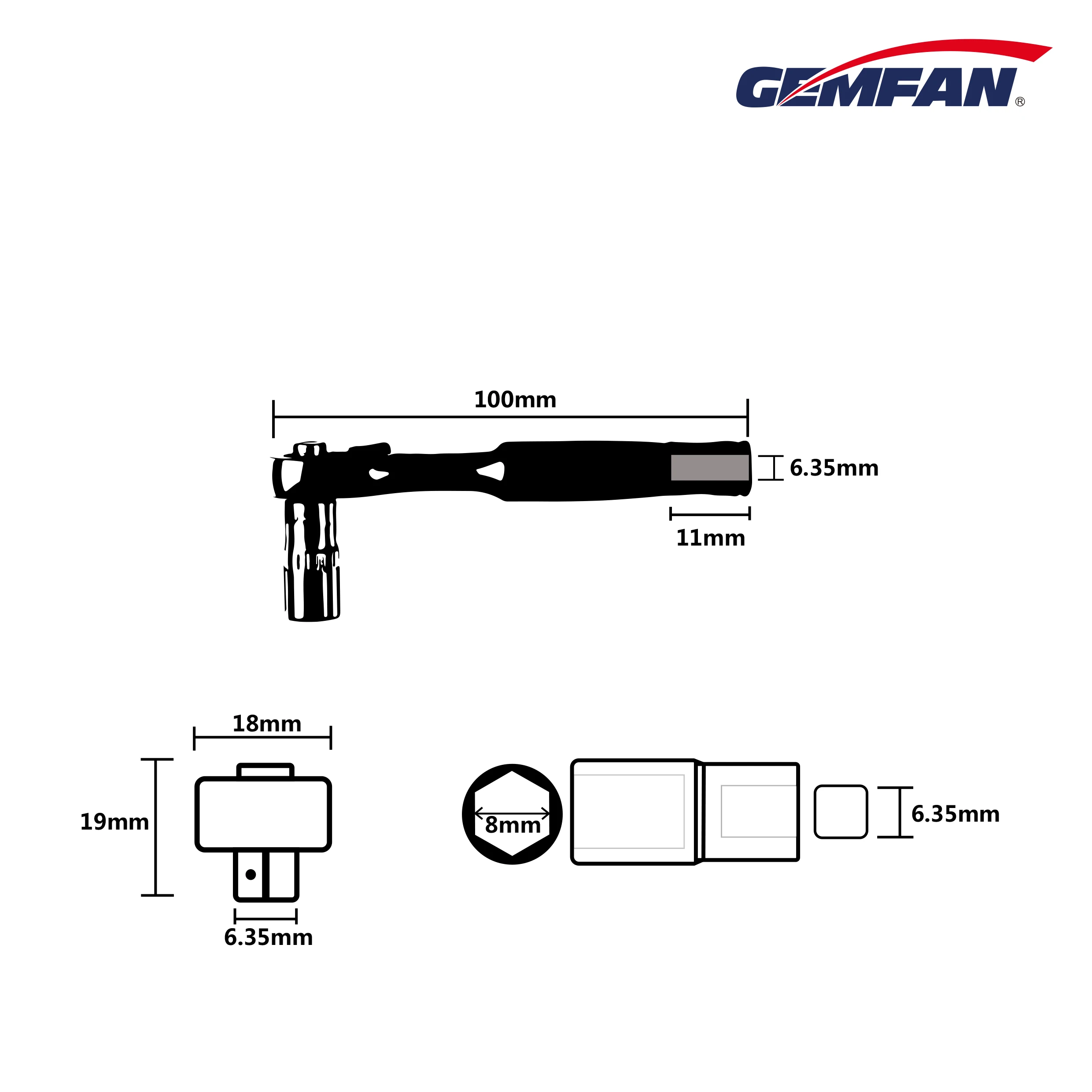 GEMFAN WL-06 1/4 8MM Ratchet Screwdriver Socket Wrench Motor Tool for FPV Brushless Motor Propeller FPV Racing Drone Parts