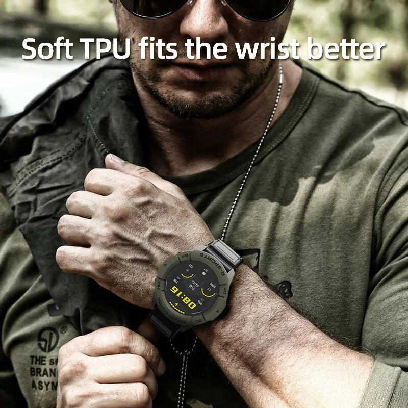 SIKAI الحال بالنسبة ل شاومي Mi ساعة اللون الرياضة نسخة غطاء حماية قذيفة من البولي يوريثان الفرقة حزام سوار Mi ساعة اللون النسخة العالمية