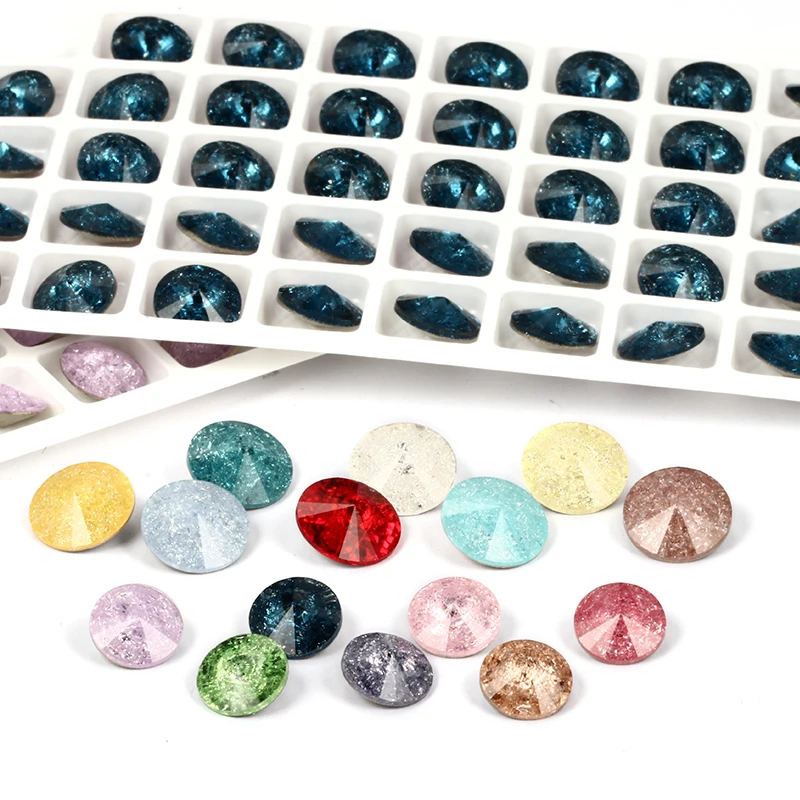 Astrobox New Ice Glass Crystal Rhinestone Rivoli Point Back Loose Beads For Hotfix DIY Clothing Accessories Jewelry Making