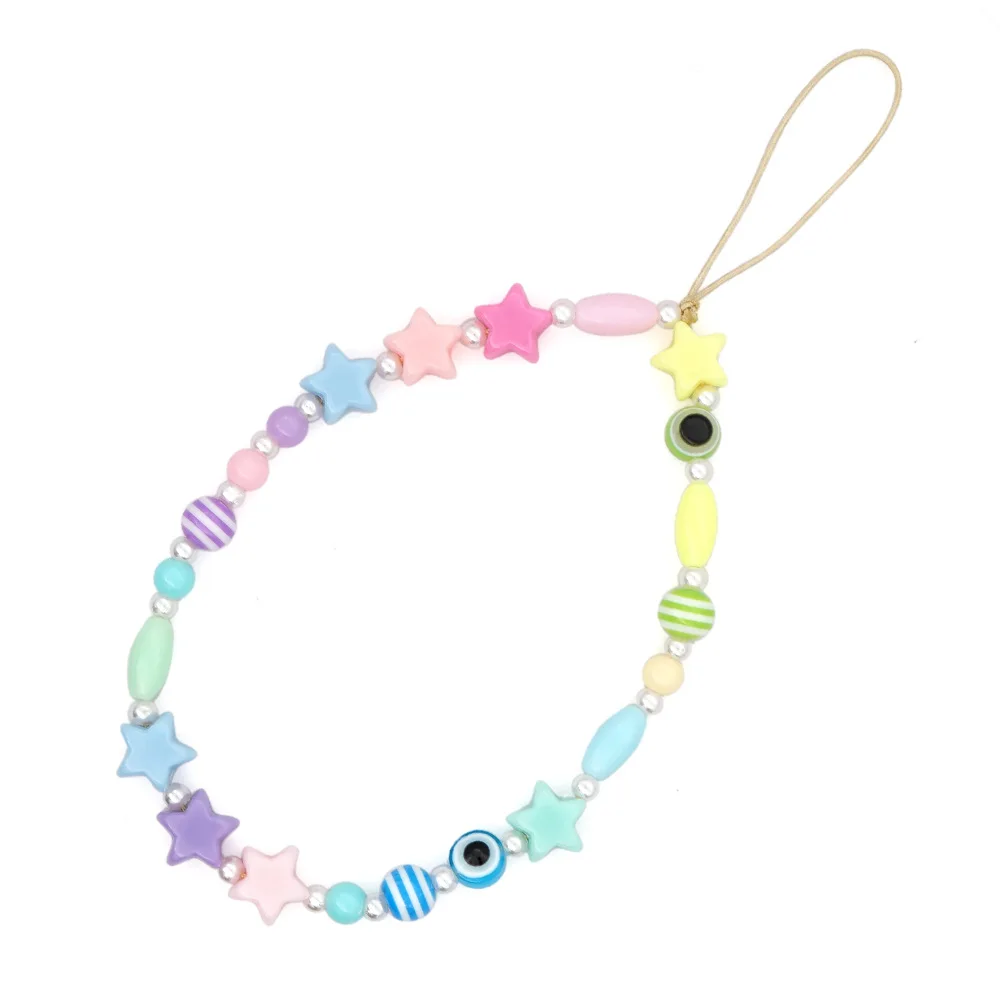 2022 Simple Bohemian Resin Colorful Beaded Mobile Phone Lanyard Female Eye Mobile Phone Chain Female Pendant цепочка Bijoux