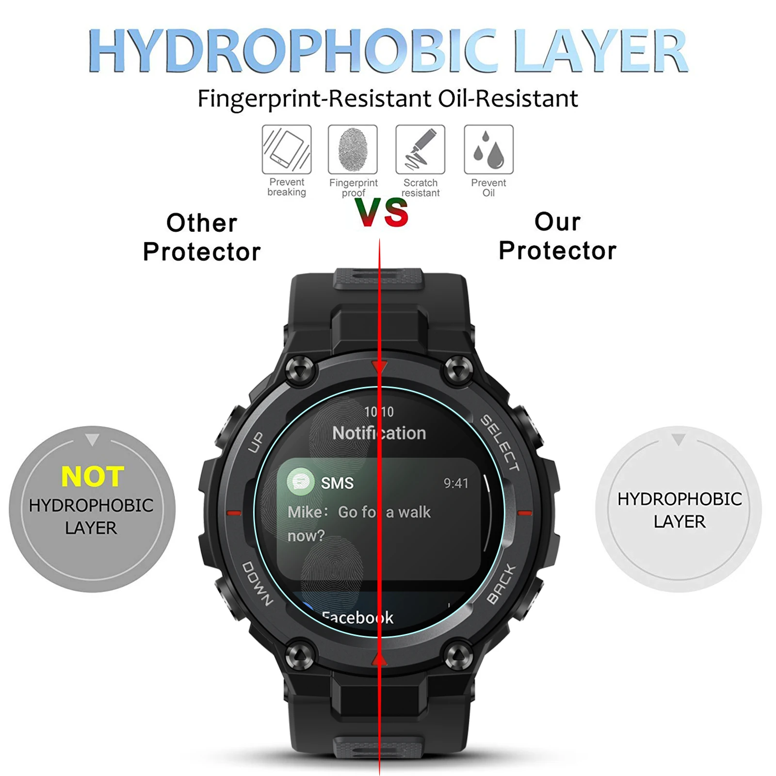 3 Gói Cho Amazfit T-Rex Pro Kính Cường Lực 9H Màng Bảo Vệ Chống Xước Chống-Rơi Vỡ