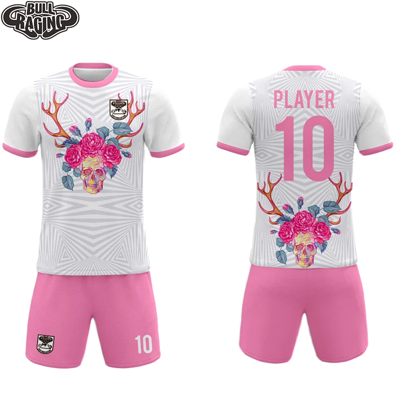 

flower antlers geometry design custom your name number color sublimation all printing club training soccer jersey kits