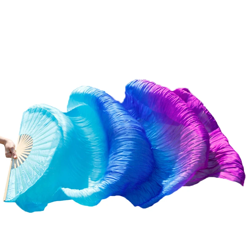 Desempenho de palco (1 pc) mão direita dança fã costelas bambu 100% natural desempenho de seda adereços dye fan mulher dança do ventre ventilador de seda