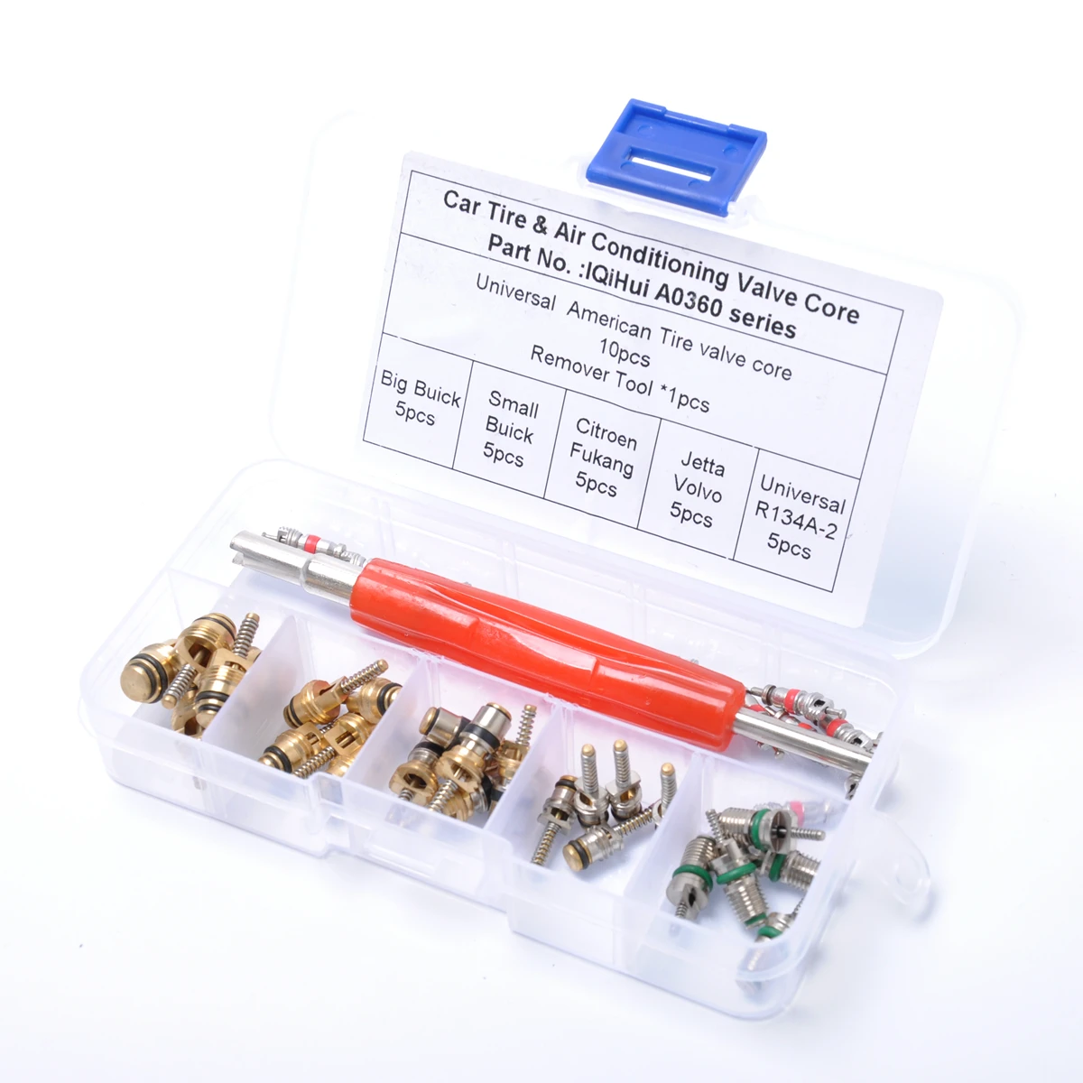 Car R134A Air Conditioning Valve Core 35 Pcs Assortment & Remover Tool