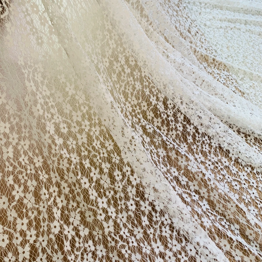 1Piece=1.5x3 meters French Lace Hollowed-out Plum Blossom Eyelash Lace Fabric DIY Clothing Pajamas Underwear Accessories