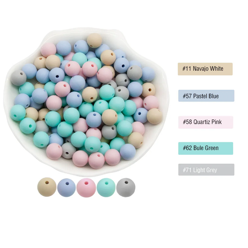 Cute-idea 300pcs/lot Round Silicone Beads 9mm Baby Teether Safe Chewable Teething Materials For Pacifier Chain Silicone Teething