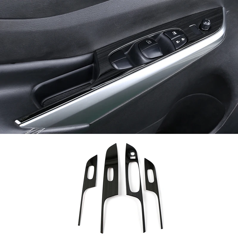 

For Nissan Navara 2017-2020 Stainless Black Car Door Window glass Lift Control Switch Panel Cover Trim Car Styling accessories