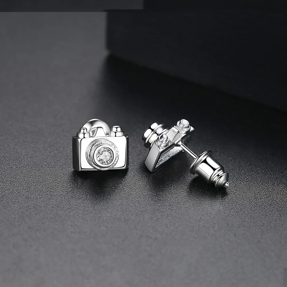 Korean Cute Small Camera Stud Earrings for Women Girls with AAA Zircon Simple Creative Fashion Jewelry Oorbellen Party Gift