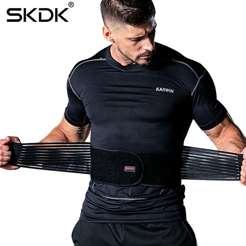 SKDK Stabilizing Lumbar Support Belt Lower Back Brace Dual Adjustable Straps Breathable Mesh Panels