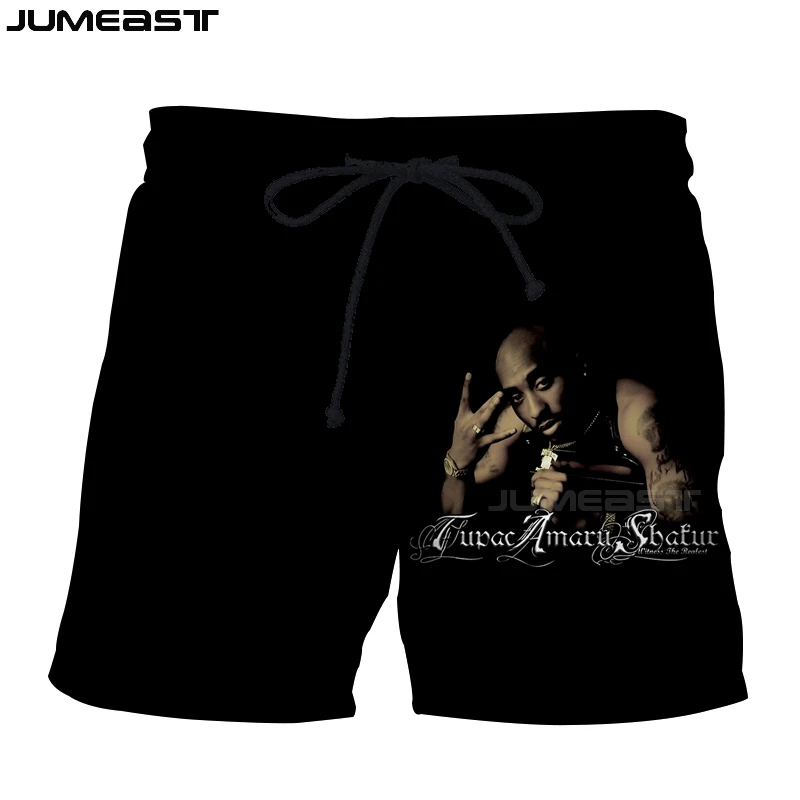 Jumeast – pantalon de survêtement Tupac 3D pour hommes et femmes, surdimensionné, Streetwear, Short de planche, mode plage décontractée, été