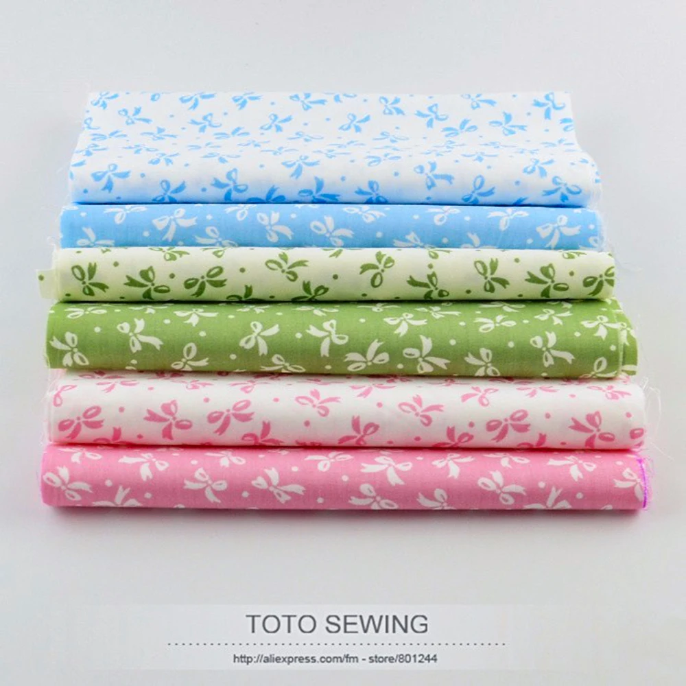 Booksew 6 pieces Bowtie Pattern Cotton Fabric Fat Quarter Bundle 20CMx50CM For Bedding Set Sewing Tecido Patchwork Clothing