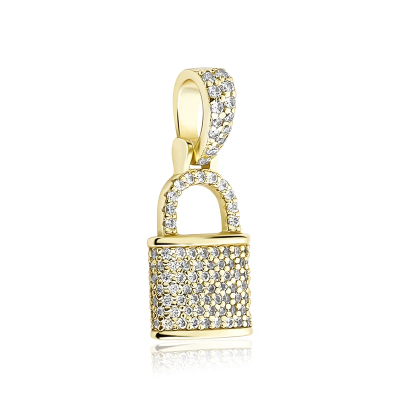 S925 Sterling Silver Bling Ice Out Lock Pendants Necklaces for Men Women Hip Hop Rapper Jewelry Drop Shipping