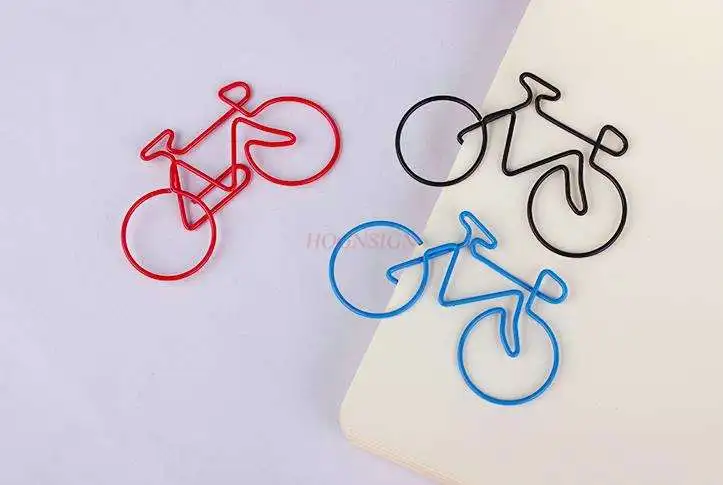 Clip de papel colorido con forma de bicicleta, 15 piezas, Alien