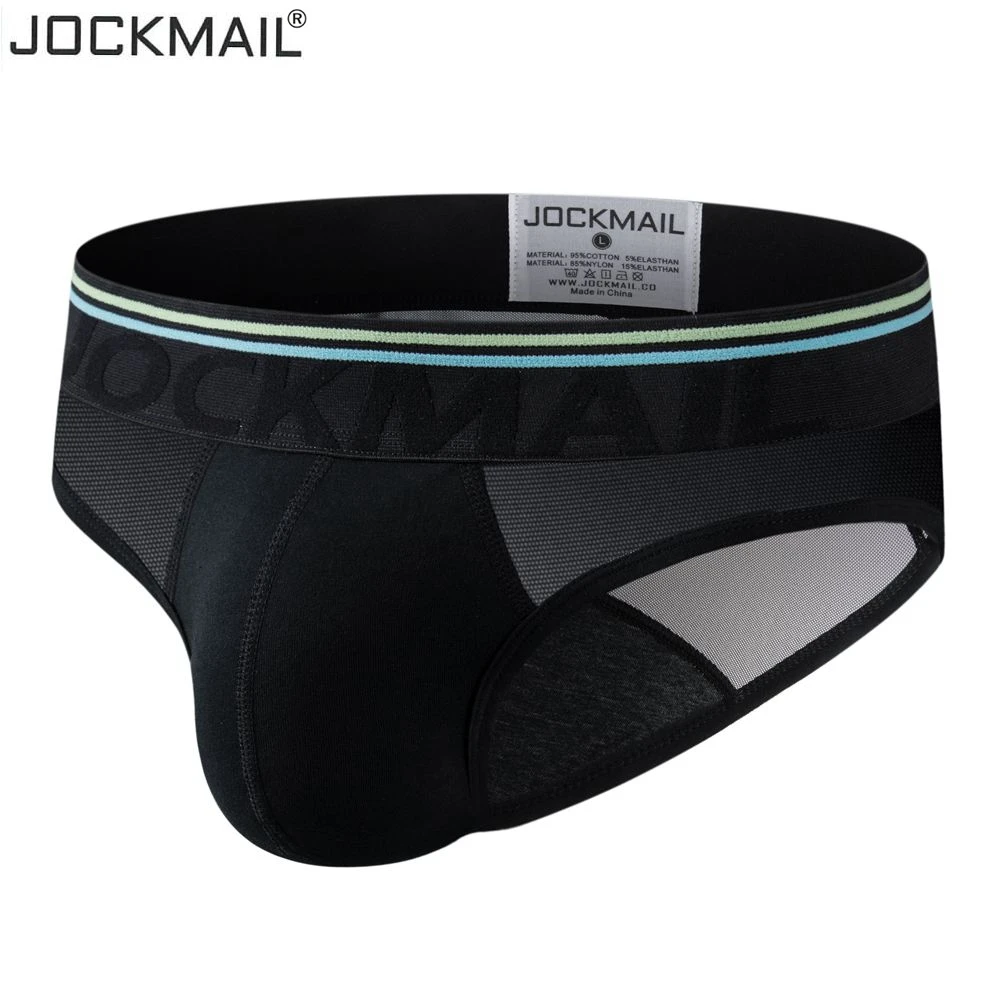 JOCKMAIL Sexy Underwear Men Briefs Cotton Breathable Bikini Gay Panties Men Sexi Transparent Homme Jockstraps Slip White Black