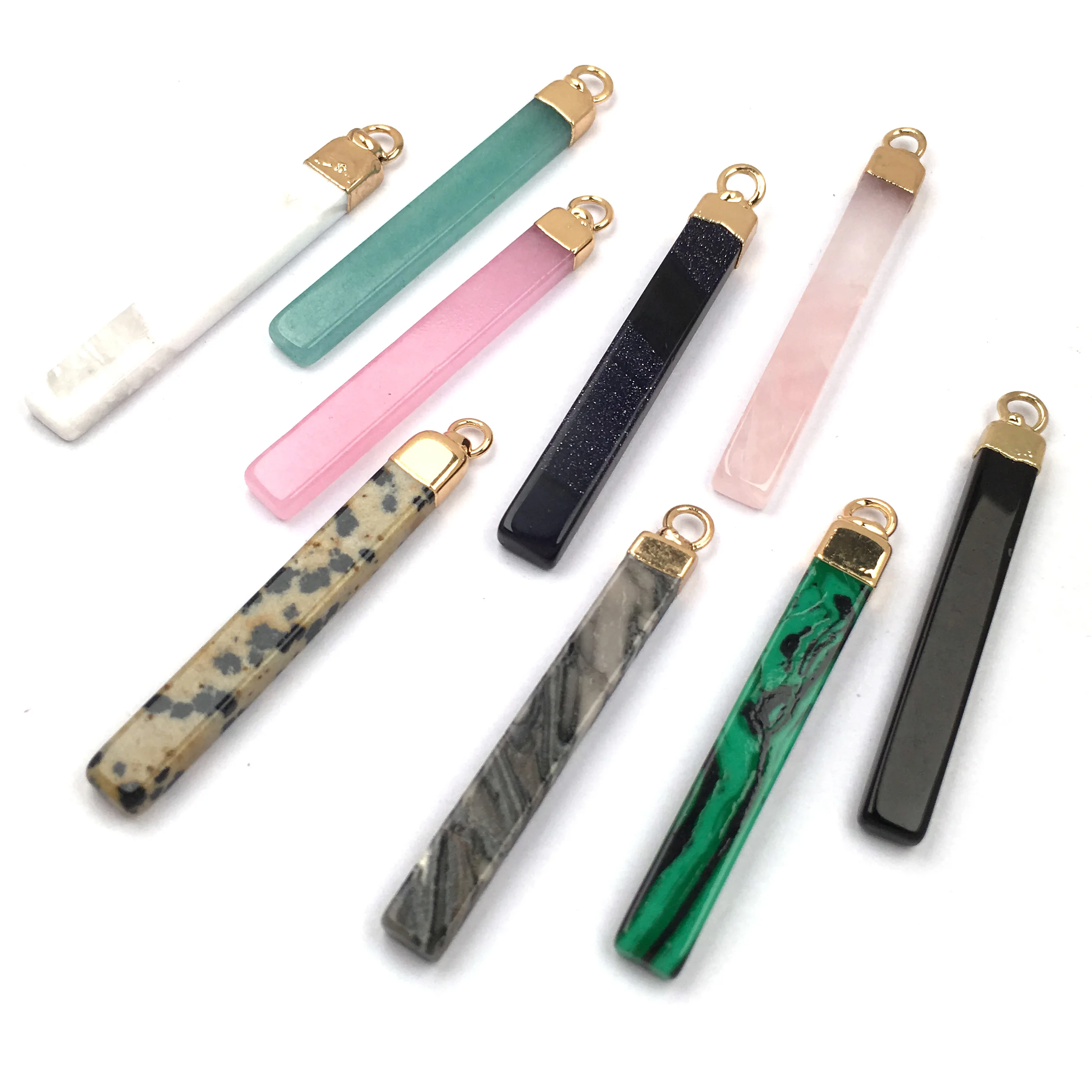 Natural Stone Crystal Pendant charm Rectangular Pendants for Jewelry Making Supplies DIY Fine necklace accessories size 5x45mm