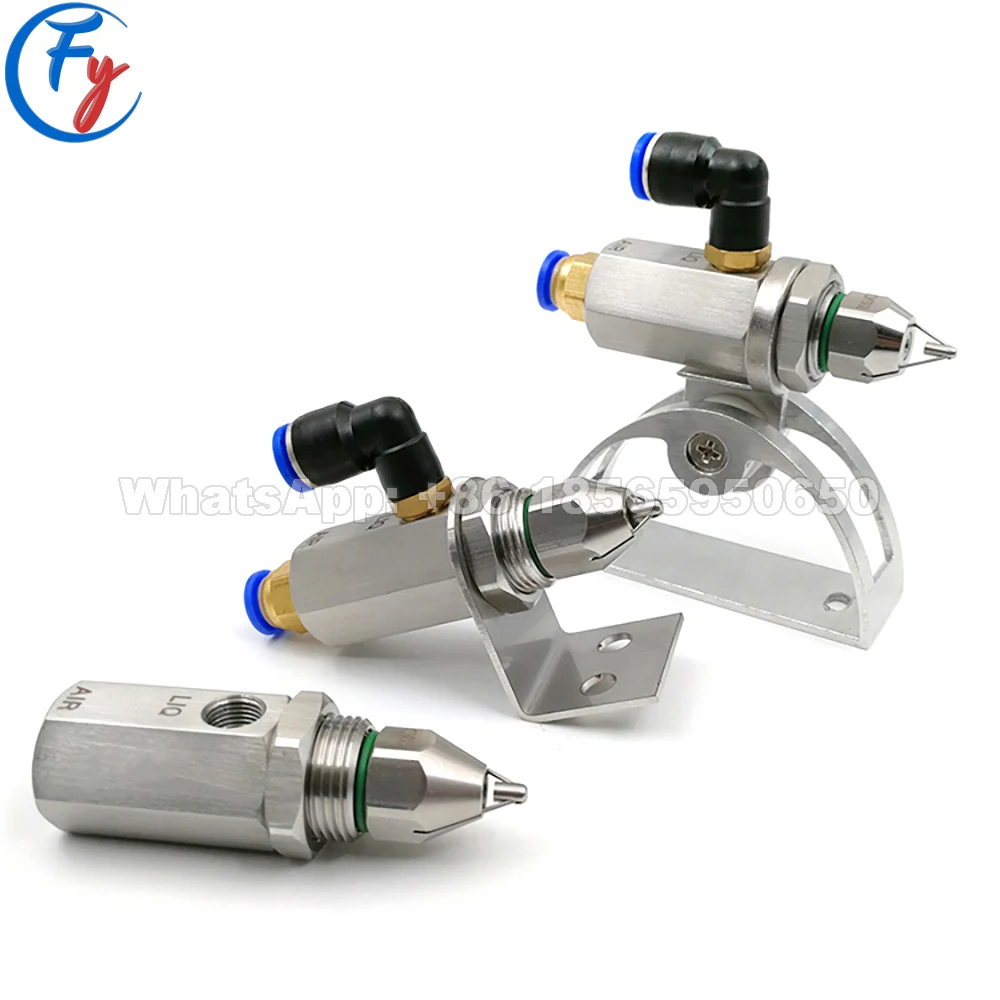 Air Atomizer Spray Nozzle Ultrasonic Nozzle Dry Fog Super Fine Mist Air Atomizing Nozzle 304 Stainless Steel Dust Removal Nozzle