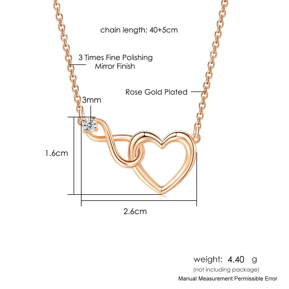 Heart Pendant Necklace for Women Crystal Infinite Love Aesthetic Korean Choker Gold Color Chain Wedding Accessories Jewelry N457