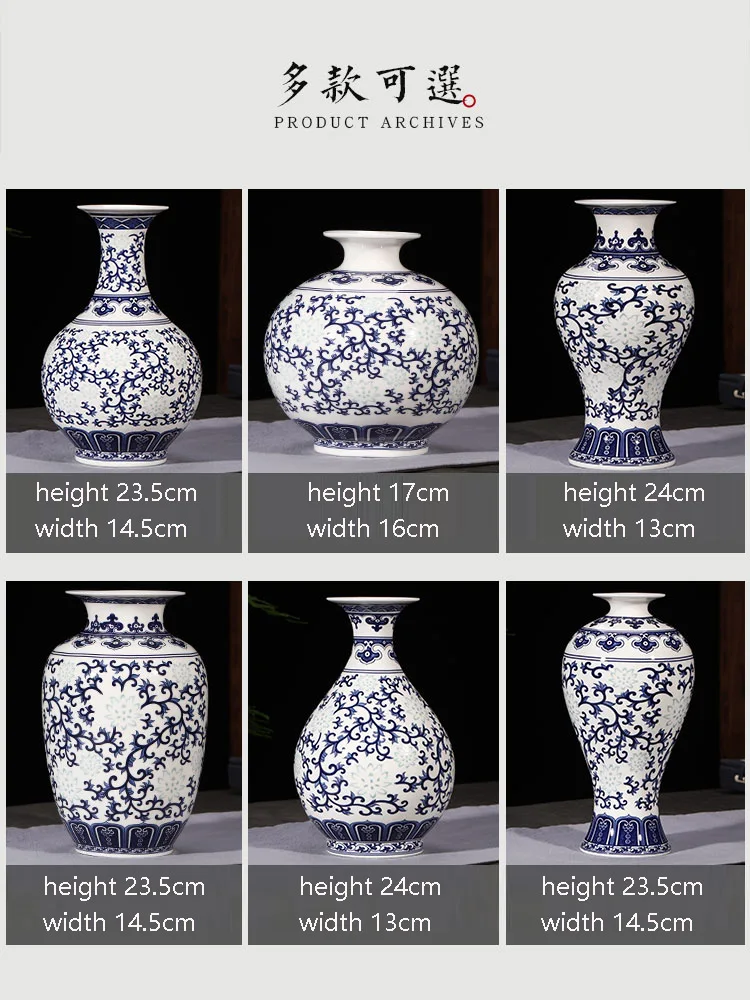 Jingdezhen Rice-pattern Porcelain Chinese Vase Antique Blue-and-white Bone China Decorated Ceramic Vase image 4