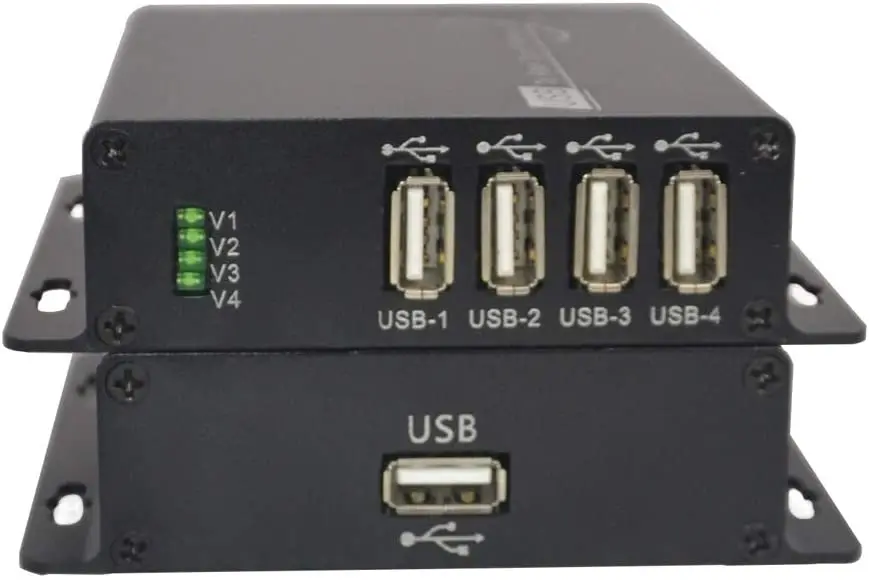 USB Extenders 1x4, USB Data Over Fiber Optic Media Converters 250m(820ft.) for Camera Printer Scanner (Singlemode 0~250m)