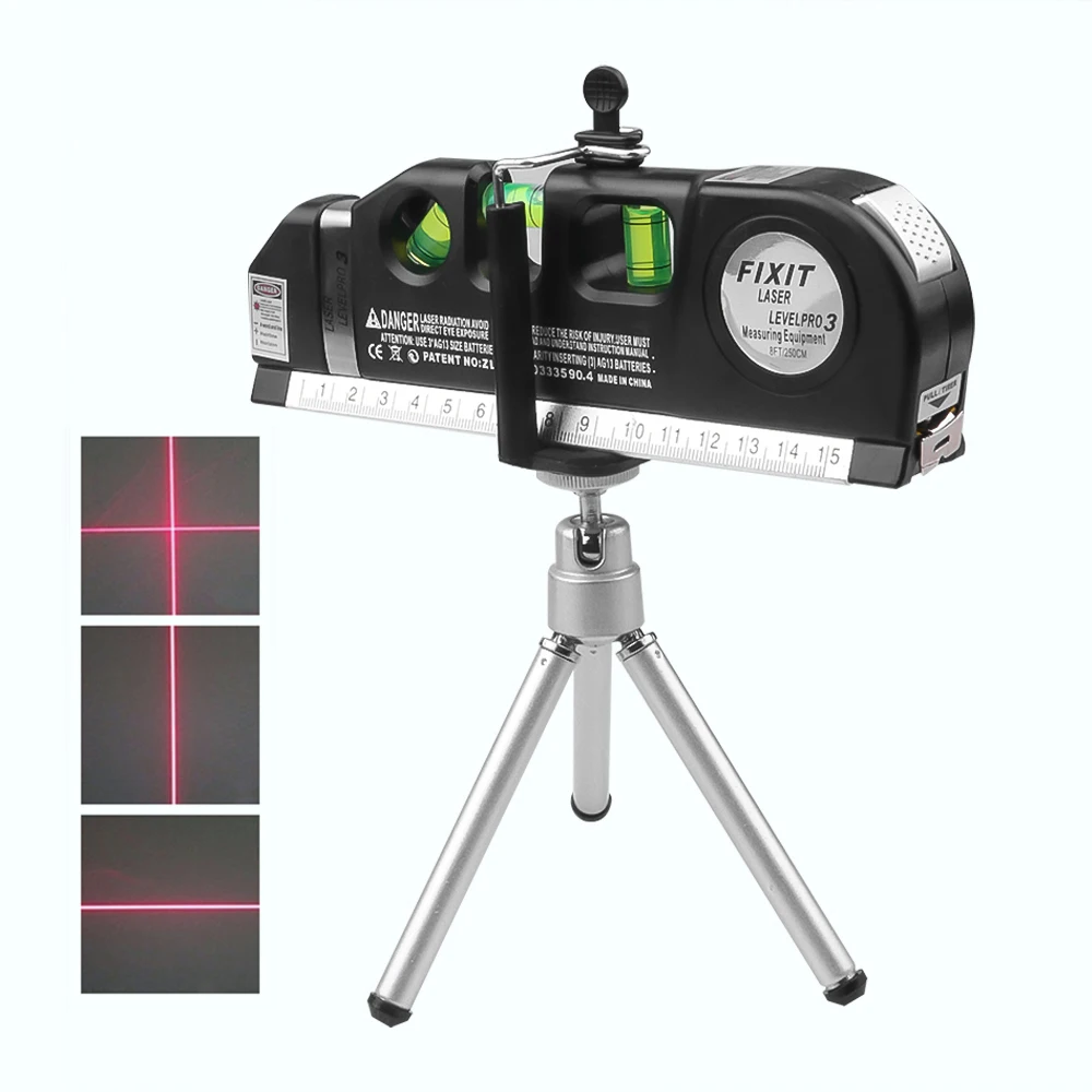 Multipurpose Level Laser Horizon Vertical Measure Tape Horizontal Ruler 4 in 1 Infrared Laser Level Cross Line laser tape