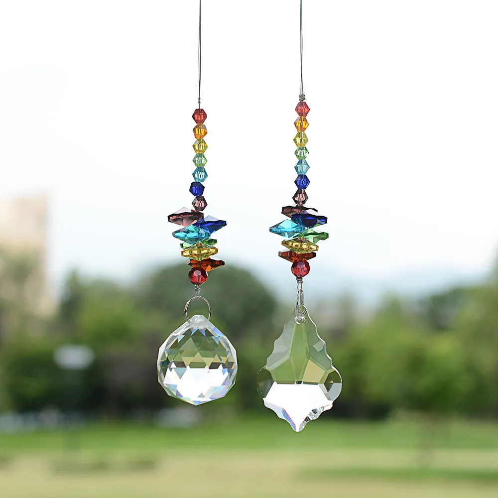 

LEISI Chakra Crystal Suncatcher Chandelier Crystal Ball Prisms Pendant Rainbow Maker Window Hanging Ornament Home Wedding Decor